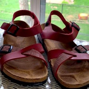 Cute red Birkenstock sandals